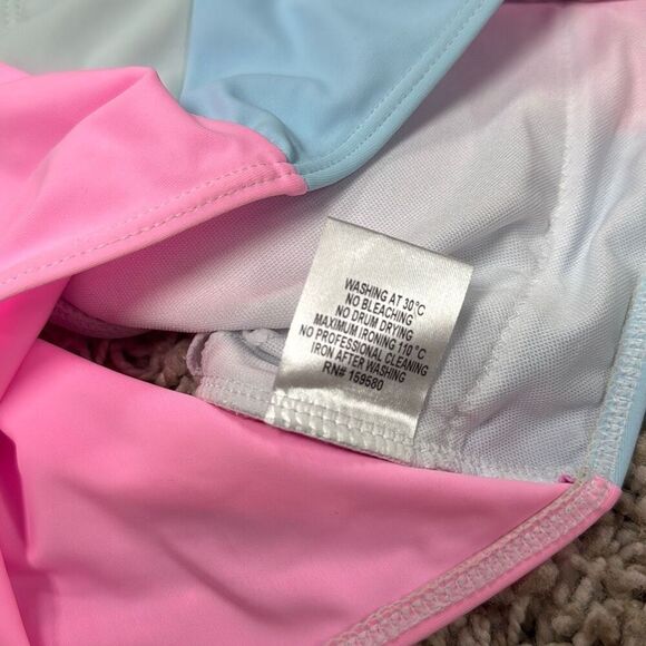 Pink Lily Women’s Pink Multi Bikini Zip Top Size Small NEW - Picture 5 of 5